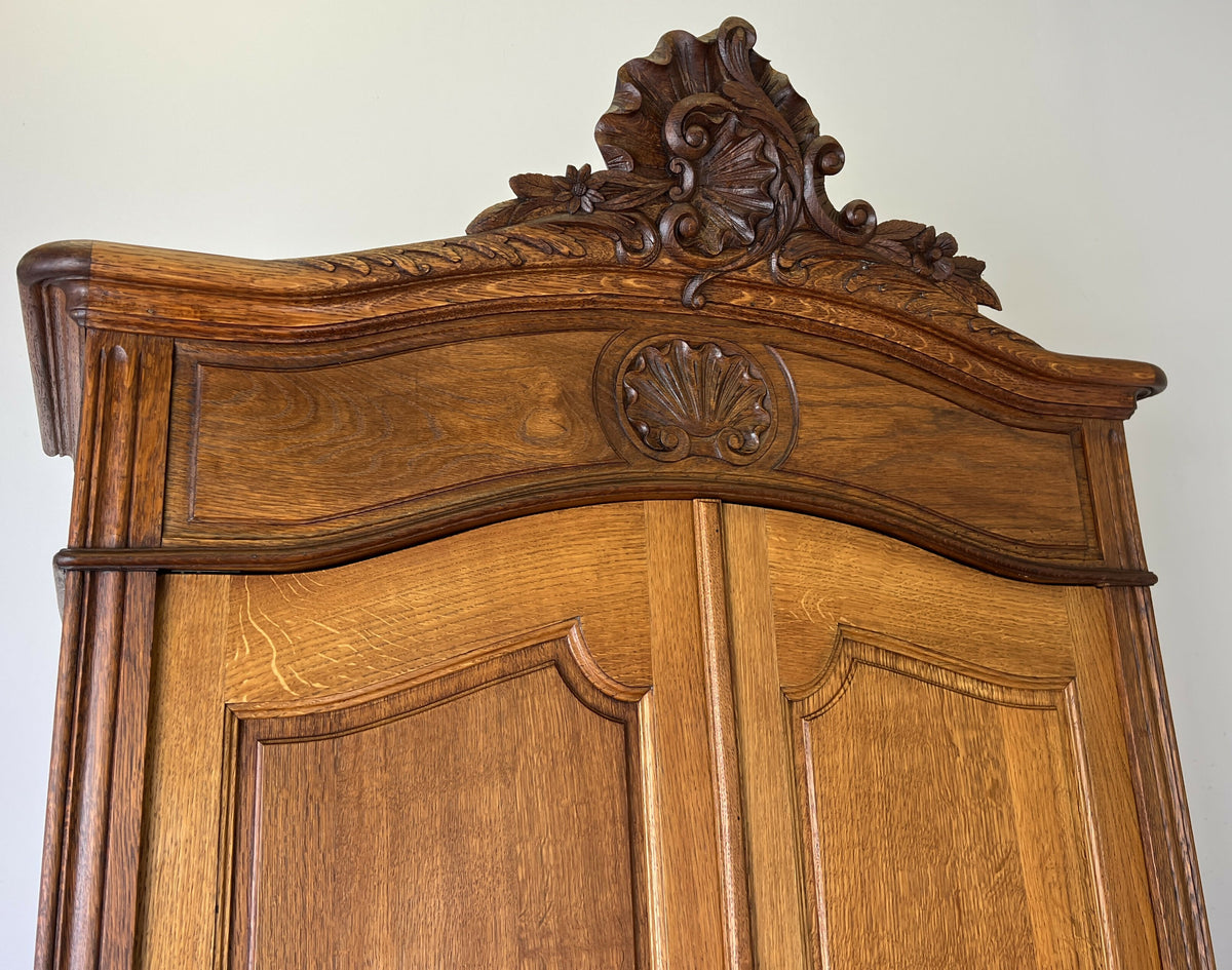 Wardrobe Antique French Style Oak Two Door Storage Carved Armoire LOT 6510