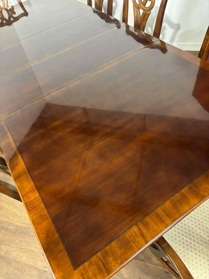 Reproduction Mahogany Twin Pedestal Dining Table Suite