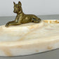 Tray Antique French Style Marble Brass Dog Decorative Display Tray LOT 6419