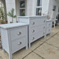 Beautiful bThis stunning large chest of drawers and bedside drawers have been painstakingly transformed using Frenchic paints, waxes and Sheen's. The drawers have been strengthened and lined with gorgeous embossed paper to keep your clothes cosedroom set