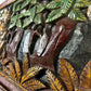 Large Hand Carved Wooden Panel Depicting Figures In A Forest