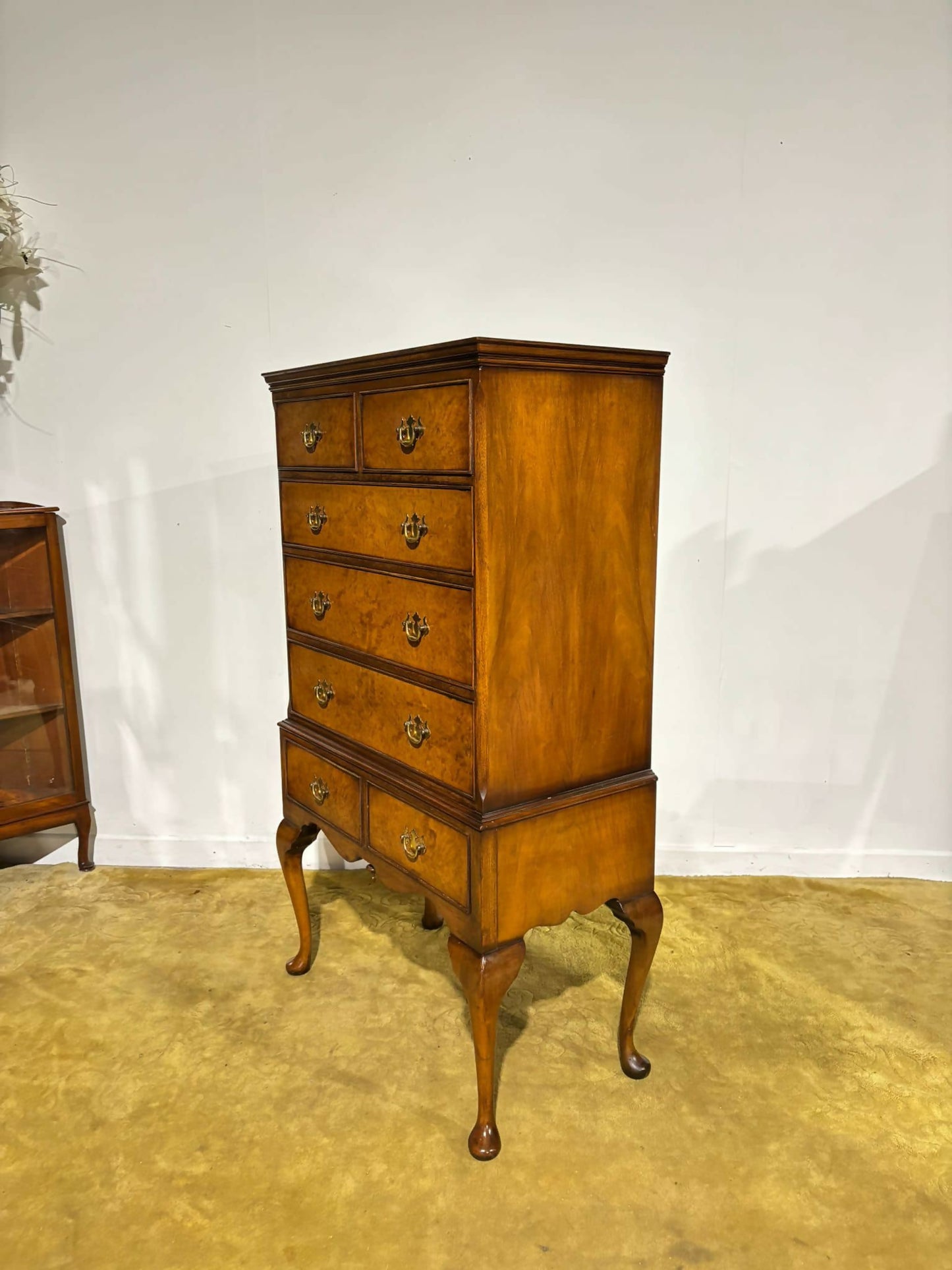 Vintage burr walnut veneered chest on stand88