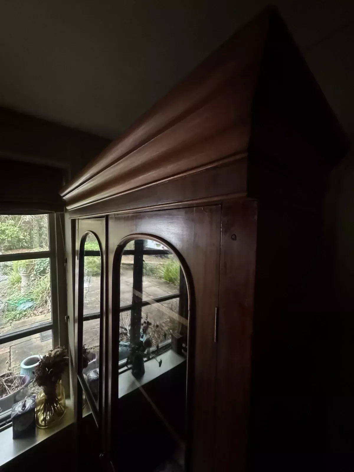 Vintage Victorian Mahogany Display China Bookcase Glazed Cabinet