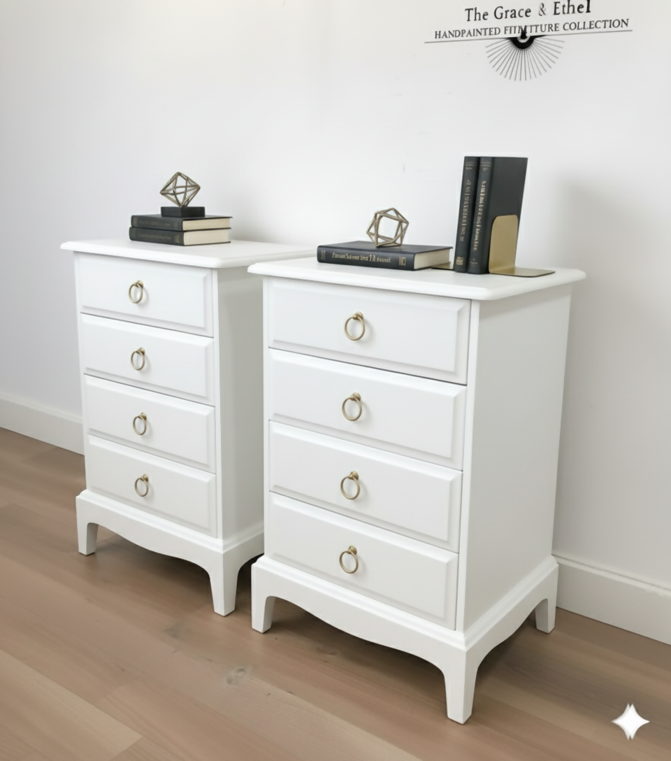 Stag minstrel white bedside cabinets