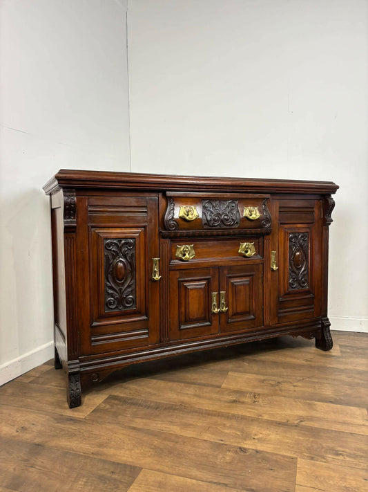 Late Victorian Antique Carved Gothic Sideboard
