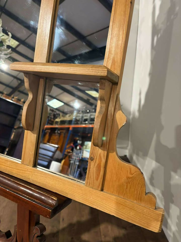 Antique Style Pine Over mantle Mirror