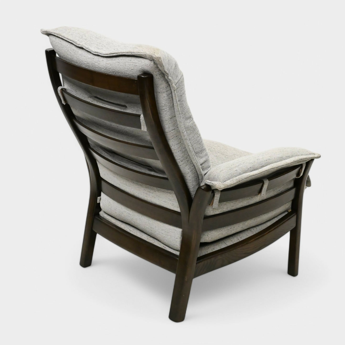 Ercol Saville Easy Chair Armchair Dark Finish Grey Upholstery FREE UK Delivery*. SBR10065/1202E