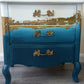 Teal Ombre Bedside Tables with Gold Leaf: Upcycled Bedroom Furniture