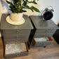 A Pair of Stag Minstrel Bedside Tables in Graphite Grey | Vintage Mid Century Nightstands