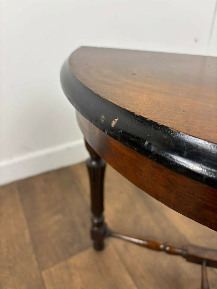Antique Style Demi Lune Side Table on Reeded Supports