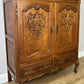 Cabinet Vintage French Louis XIV Oak Sideboard with Carved Cupboard LOT 6251