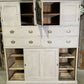 Antique Large Victorian Estate Housekeeper Painted Pine Sliding Door Drawers Cupboard, c.1870
