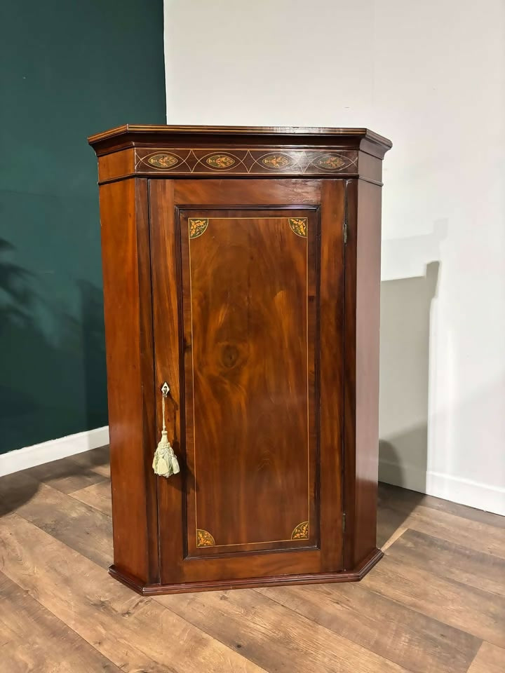 Victorian Mahogany Inlaid Corner Cupboard64534