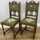 Pair of Chairs Antique French Style Oak Floral Upholstered Chairs LOT 6515