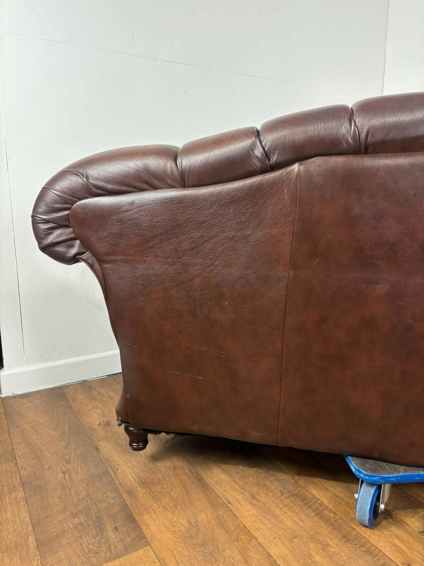 Thomas Lloyd Brown Leather Chesterfield Style Sofa