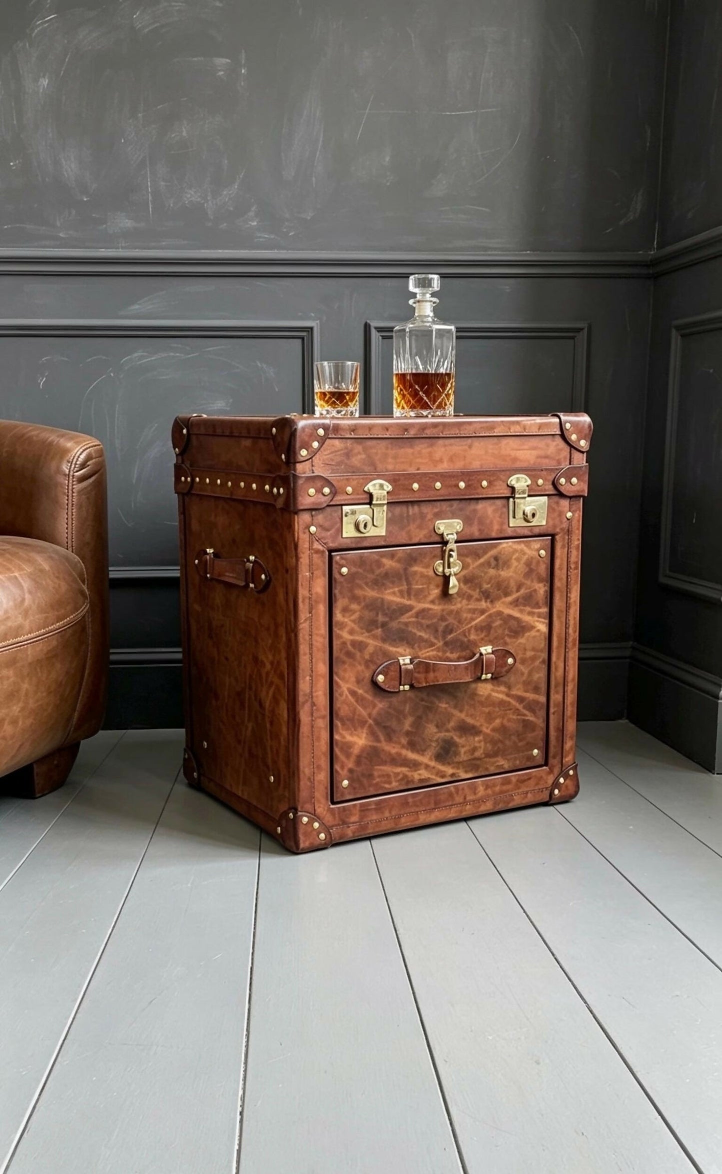 Handmade Storage Chest - Personalised English Luxury Leather - Drawer Trunk