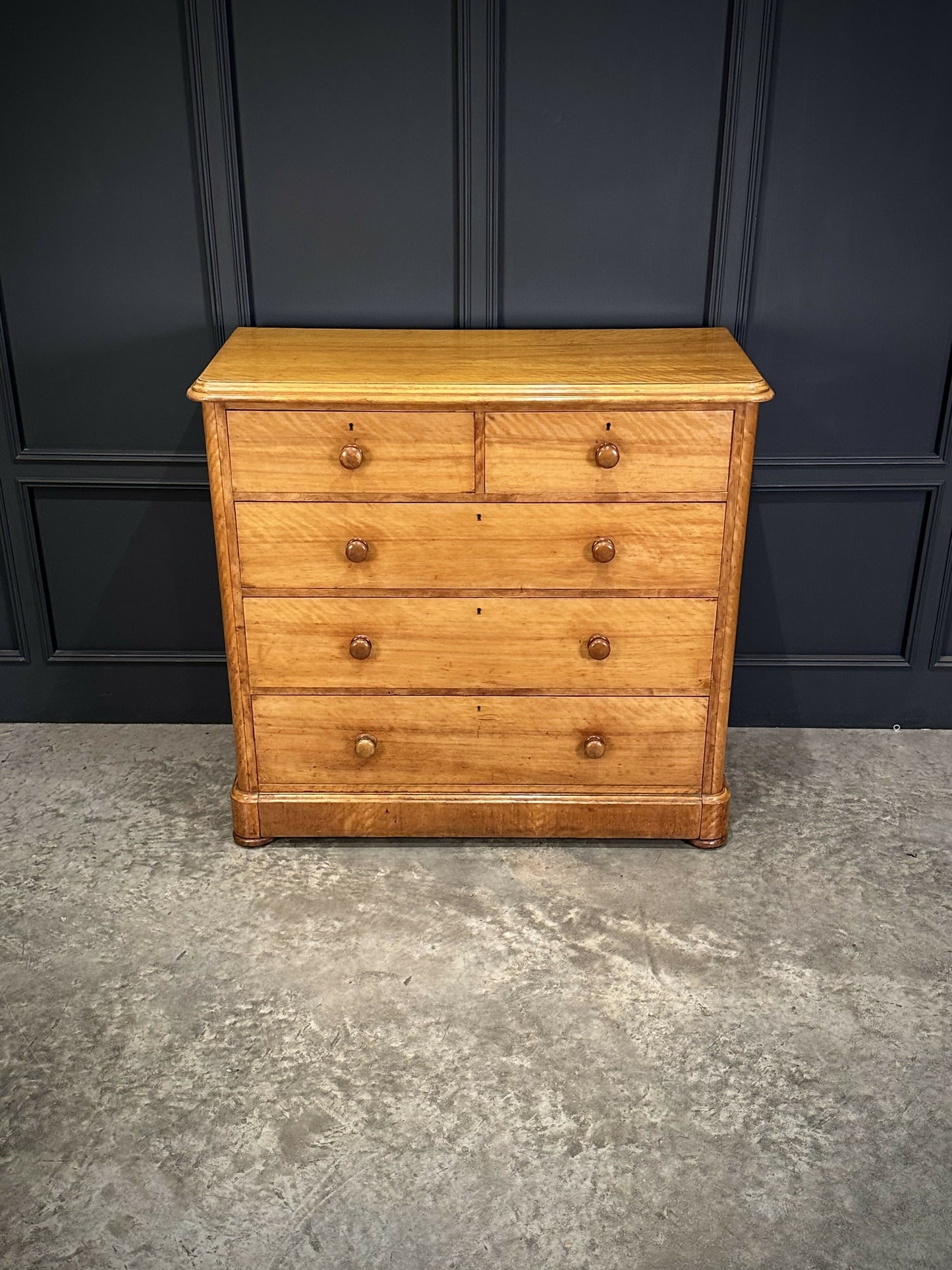 Vintage Victorian Satinwood Chest Of Drawers