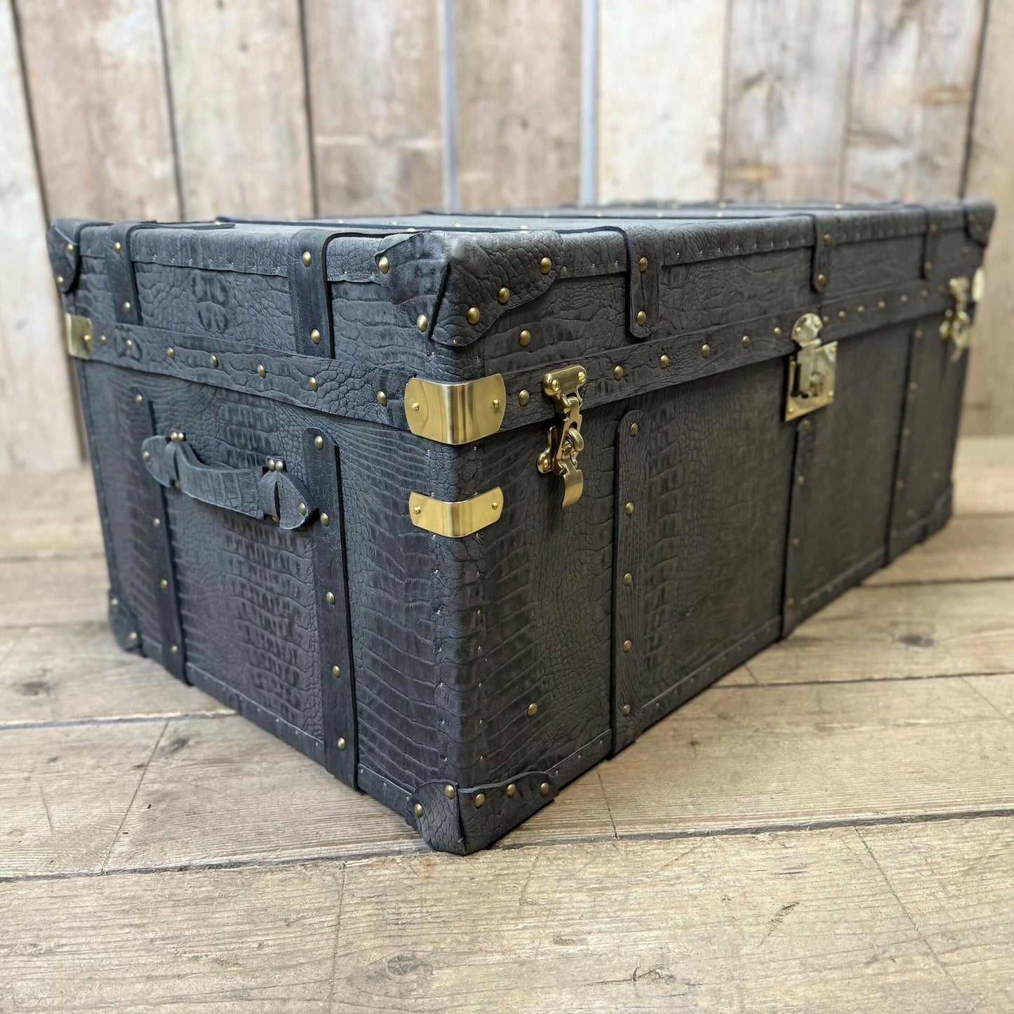 charcoal grey mock crocodile reception trunk