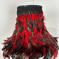 Vintage Carved Standard Lamp with Handmade Feather Shade