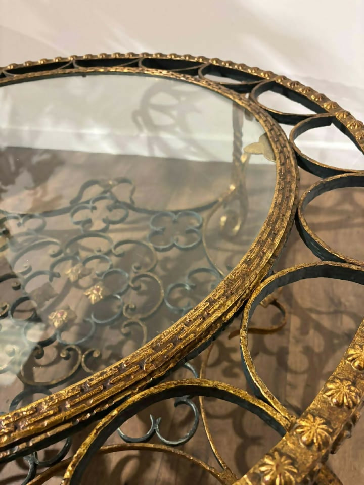 Ornate Reproduction Glass Topped Gilt Metal Framed Centre Table