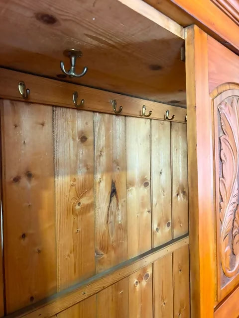 Edwardian Stripped Satinwood Double Mirror Door Wardrobe