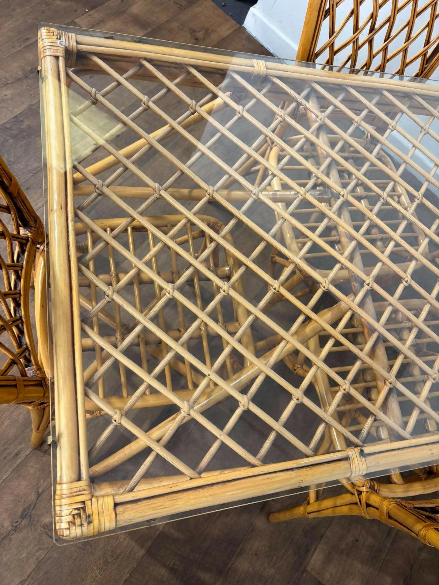 Vintage Cane & Glass Conservatory Dining Suite