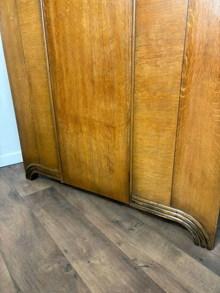 Vintage Oak Veneer Wardrobe – Art Deco Style