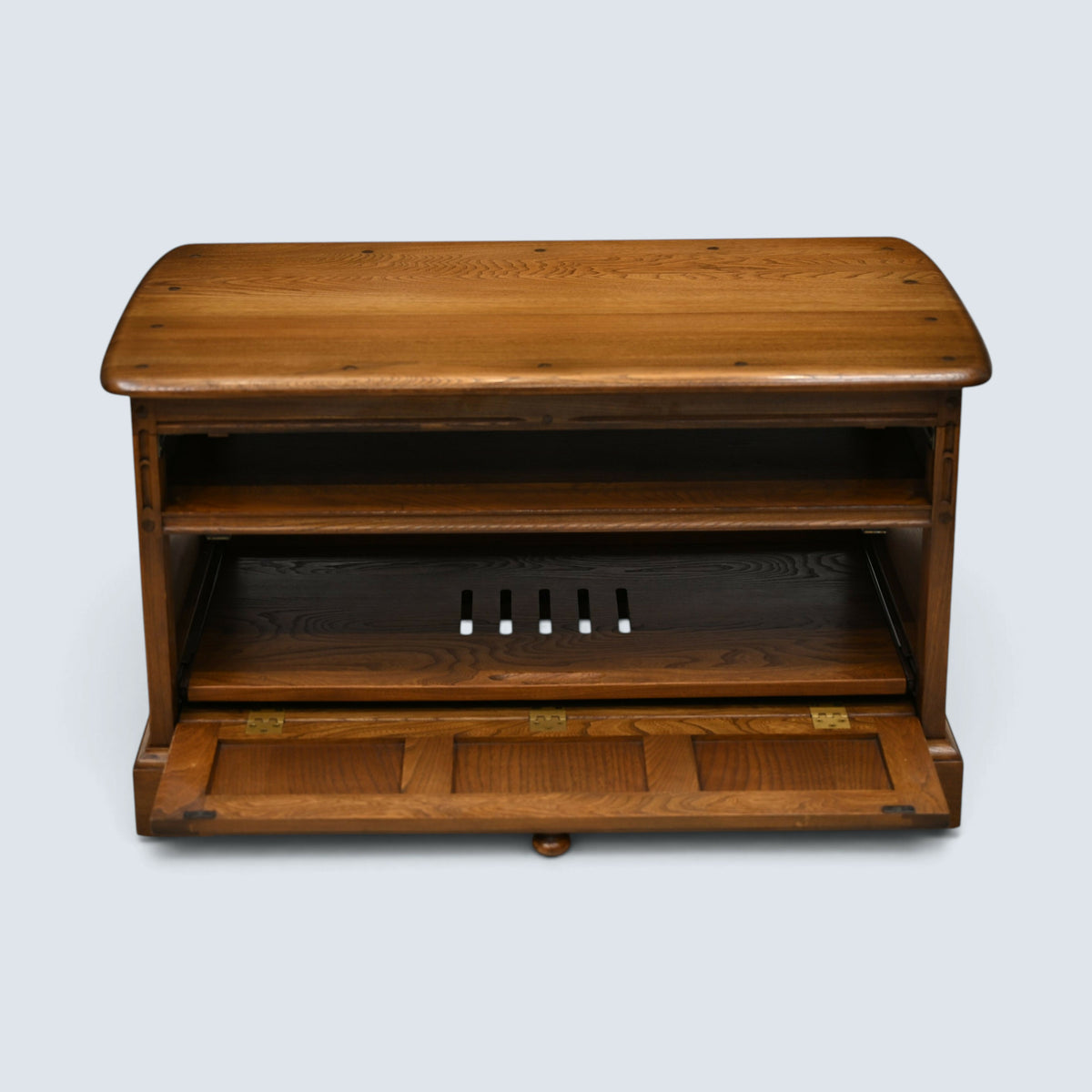 Ercol TV Video Stand Fall Front Video Store Golden Dawn Finish FREE UK Delivery*