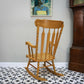 Rocking Chair Solid Wood with Exaggerated Slat Back and Turned Spindles