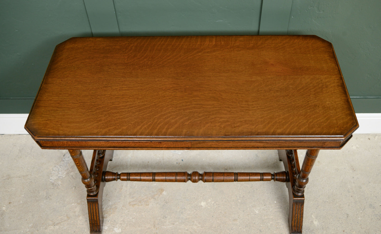 Antique Solid Oak Console Table - Medium Golden Finish