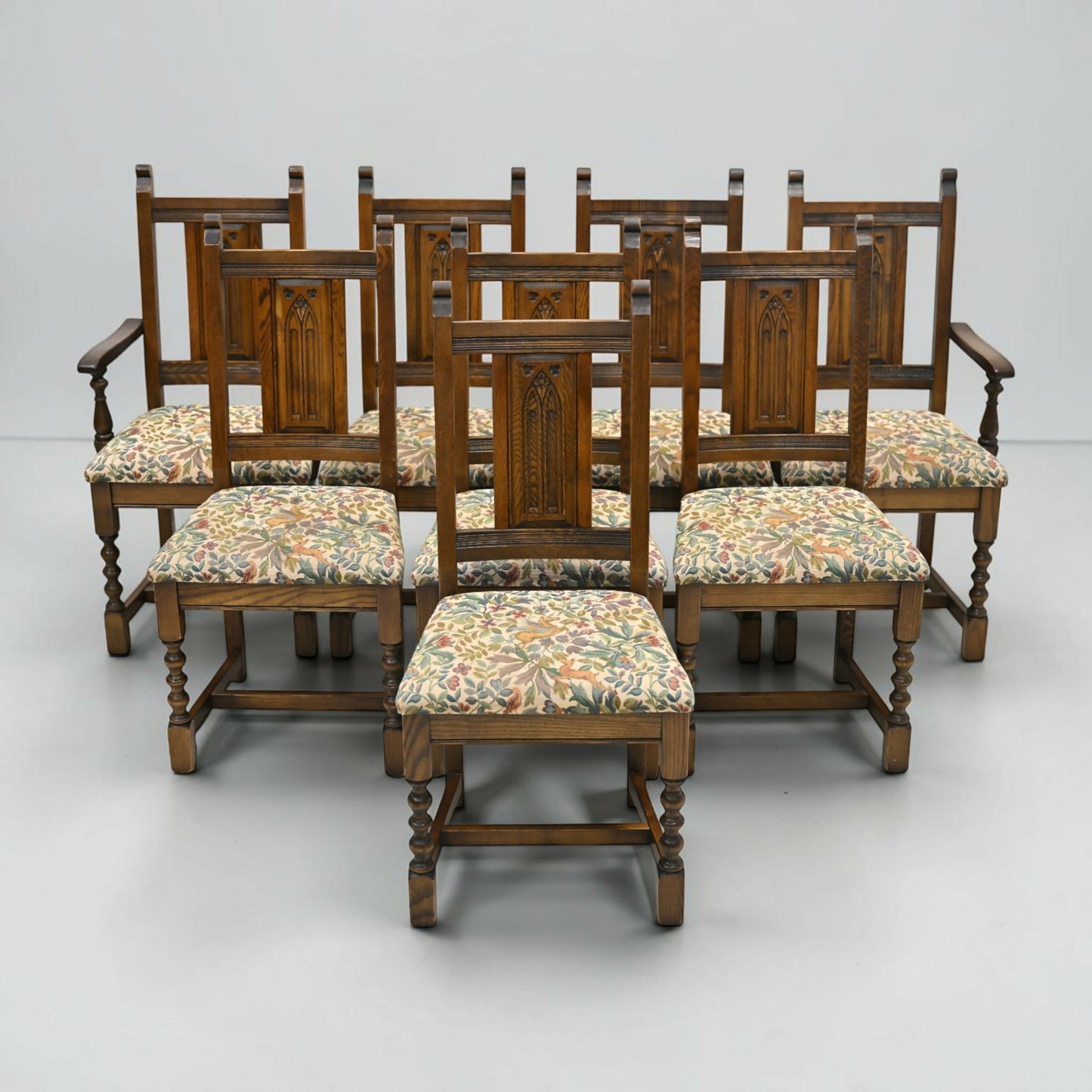 8 Old Charm Dining Chairs Warwick Pegasus Upholstery Light Oak FREE UK Delivery*
