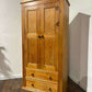 Waxed Solid Pine Two Door Wardrobe / Hall Cupboard