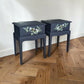 Vintage Stag minstrel navy blue bedside tables pair