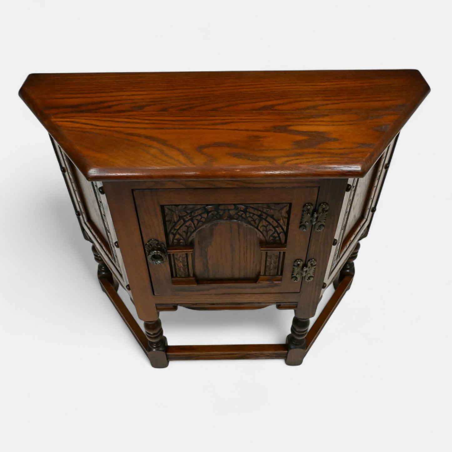 Old Charm Canted Table With Cupboard Finished In Tudor Brown FREE UK Delivery*. SBR10710/1507E