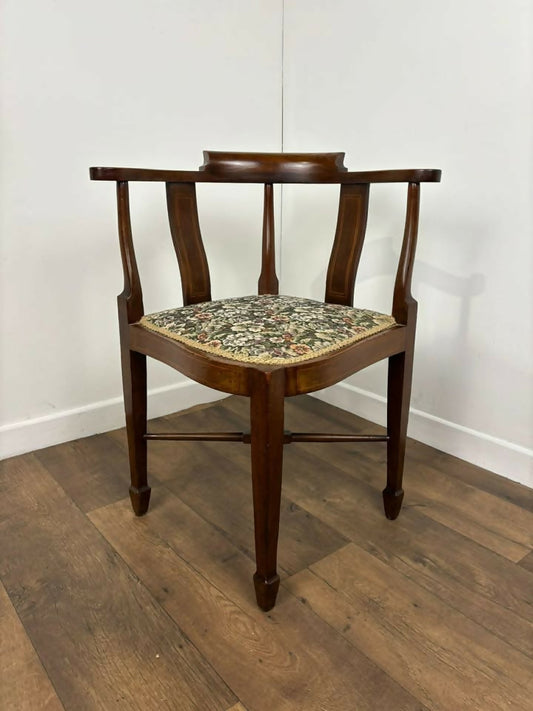 Edwardian Inlaid Mahogany Corner Chair