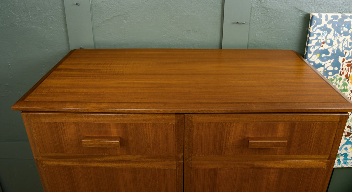 Large Mid Century Tallboy Linen Cabinet with Drawers