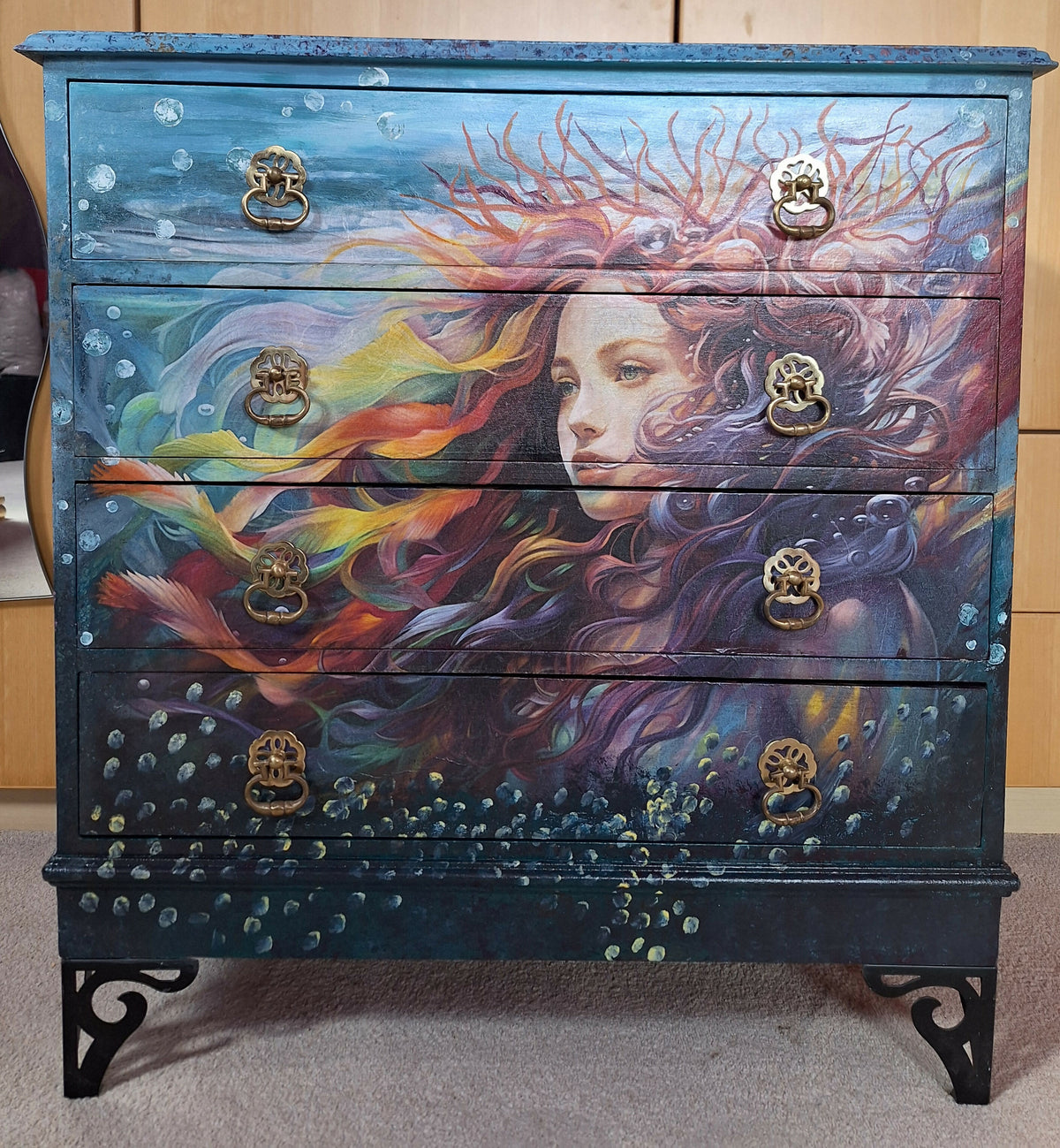 “Rainbow Mermaid” Vintage 4 Drawer Chest