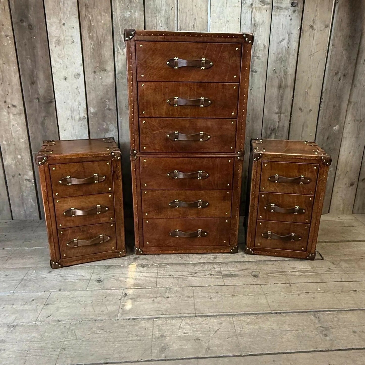 luxury handmade bridle leather bedroom suite set