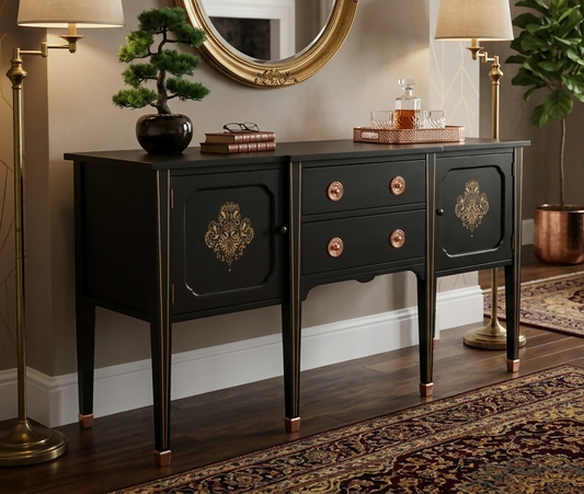Black and Copper Unique Victorian Sideboard