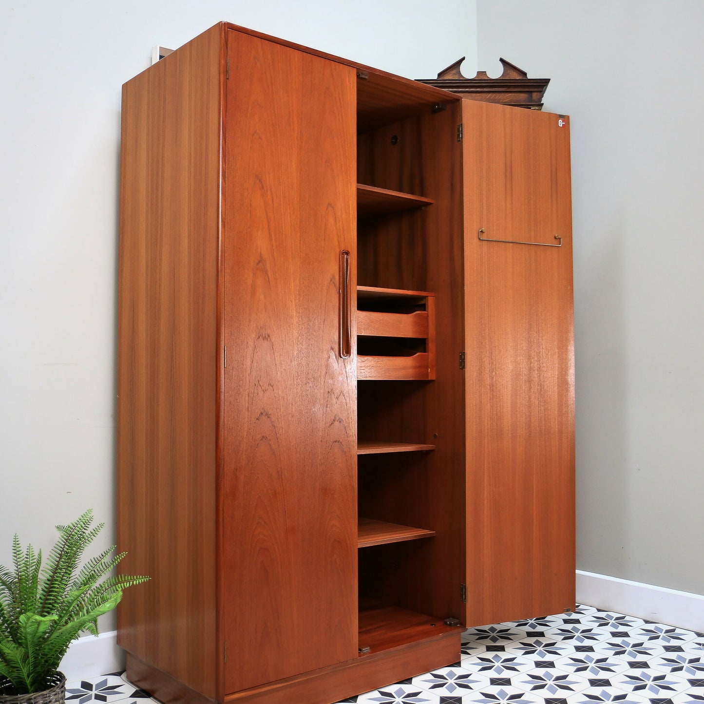 G Plan Fresco Teak Wardrobe with Shelves and Drawers 1979