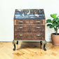 Solid walnut chinoisorie burr wood black gold bureau desk drawers