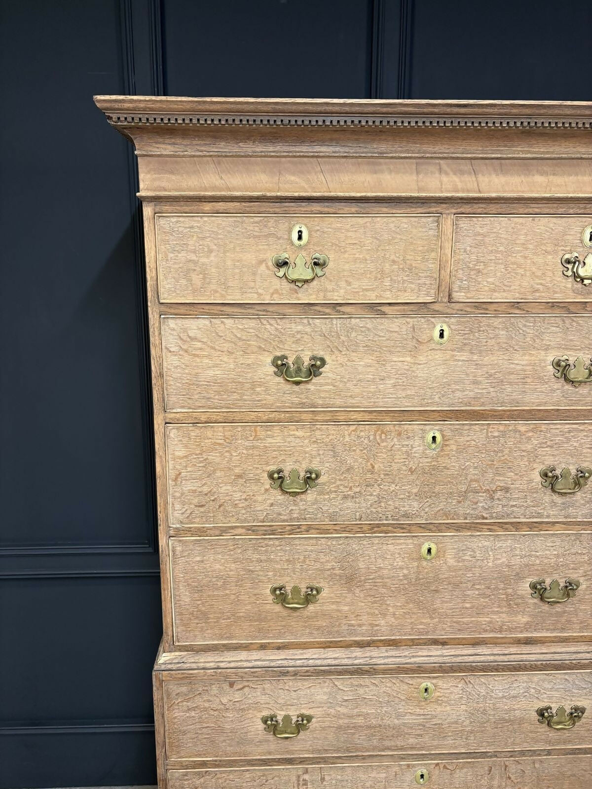 18th Century Bleached Oak Tallboy Chest On Chest