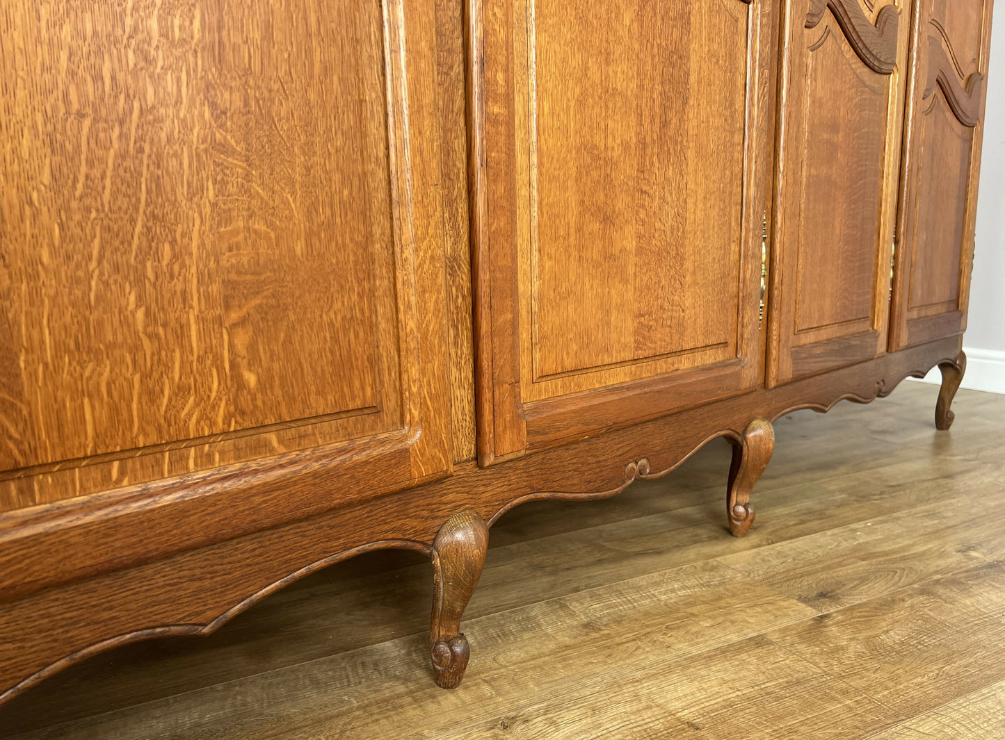 Wardrobe Vintage French Louis XVI Style Oak Five Door Carved Armoire LOT 6397