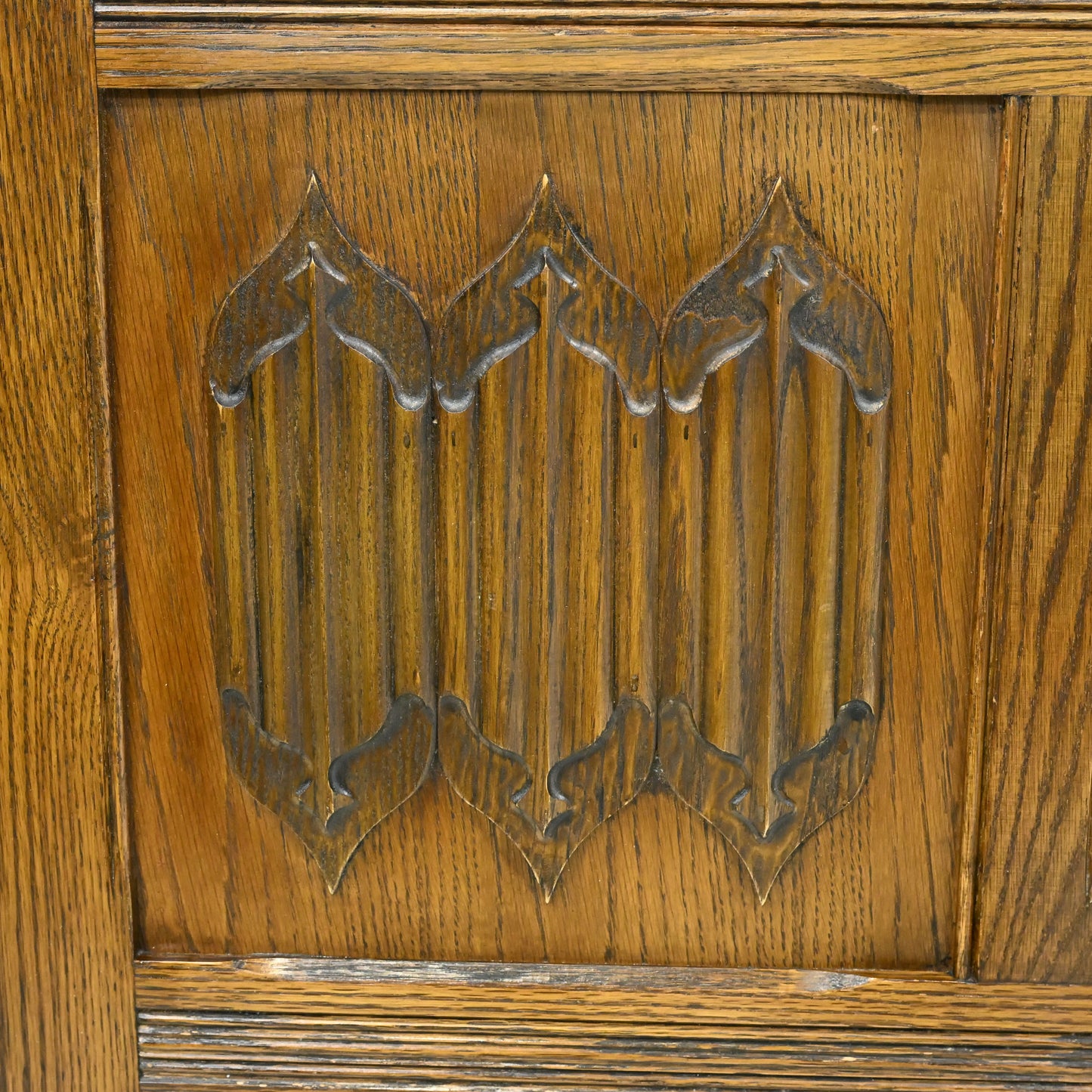 Old Charm Double Headboard Vintage Oak Gothic Carvings FREE UK Delivery*