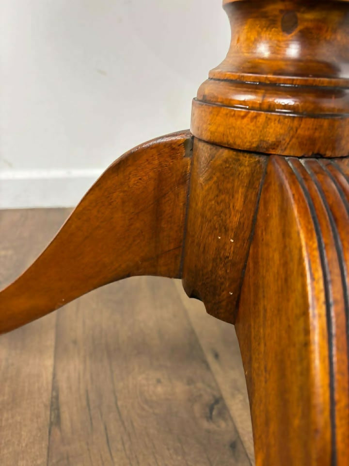 Antique Oak Round Console Table On Triform Base
