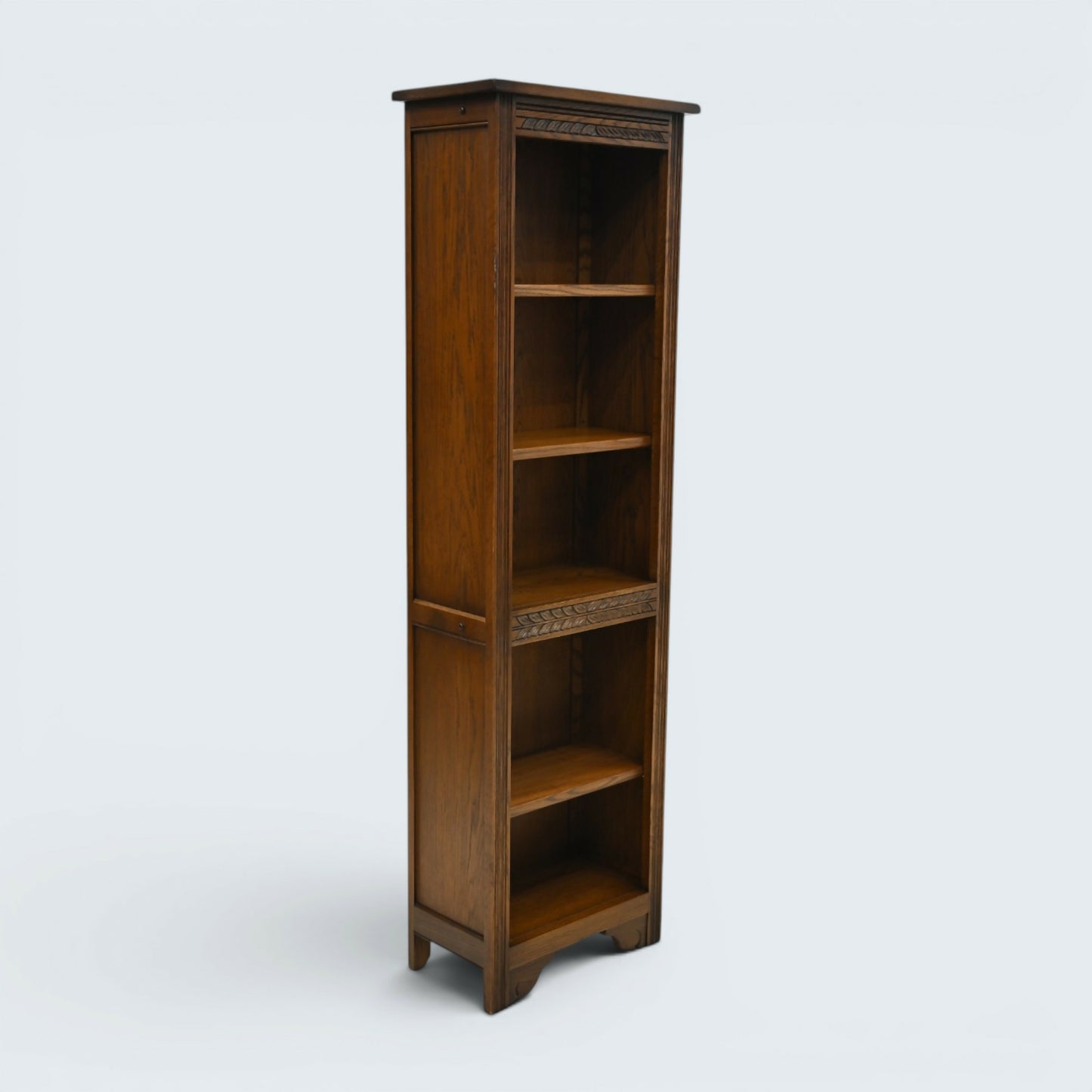 Old Charm Narrow Bookcase Finish 4 Shelves Light Oak Carvings FREE UK Delivery*
