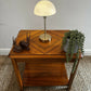 Mid Century Chevron Side Table Teak Veneer Geometric Top Vintage 1960s Lamp VGC