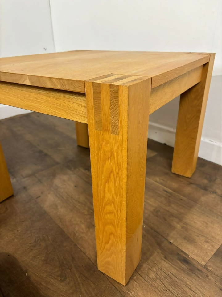 Pair of Modern Solid Oak Lamp Tables