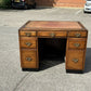 Mahogany Desk, Brass Handles, Panelled Sides & Rear.