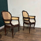 Pair Of French Louis XV Style Walnut Bergere Elbow Chairsb